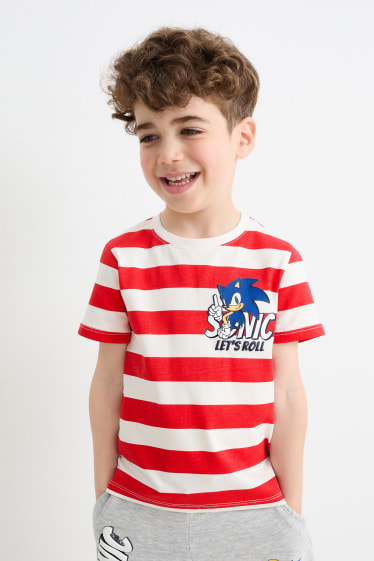 Enfants - Sonic - T-shirt - à rayures - rouge / blanc crème