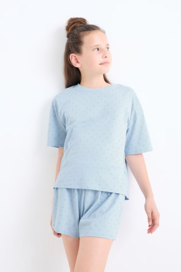 Enfants - Lot de 2 - pyjashort - 4 pièces - bleu clair