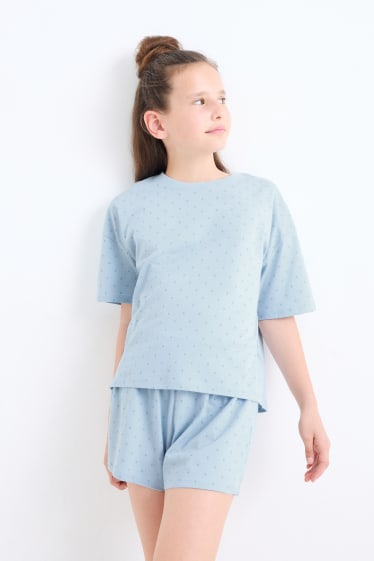 Kinder Mädchen - Multipack 2er - Shorty-Pyjama - 4 teilig - hellblau