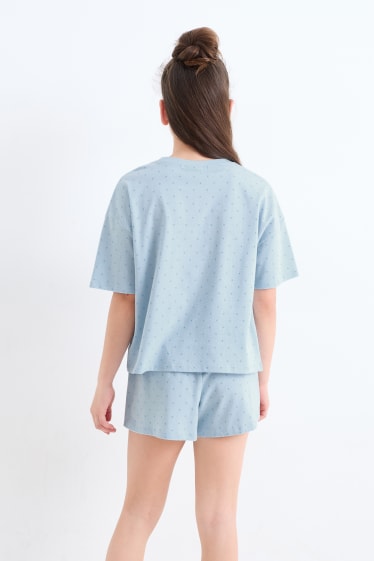 Dzieci - Wielopak, 2 szt. - letnia piżama - 4 części - jasnoniebieski