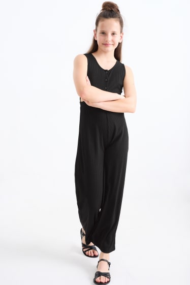 Kinder - Jumpsuit mit Cut-Outs - schwarz