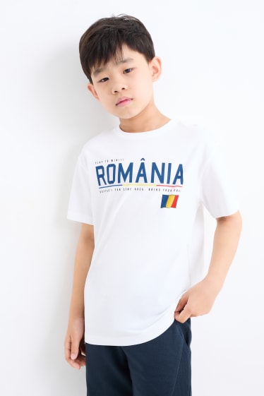 Kinder - Rumänien - Kurzarmshirt - cremeweiss