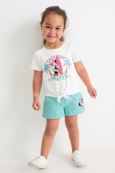 Dzieci - Myszka Minnie - zestaw - koszulka z krótkim rękawem i szorty - 2 częściowy - kremowobiały