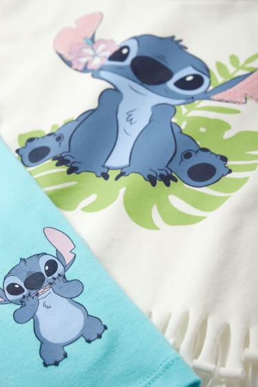 Kinder - Lilo & Stitch - Set - Kurzarmshirt und Radlerhose - 2 teilig - cremeweiß