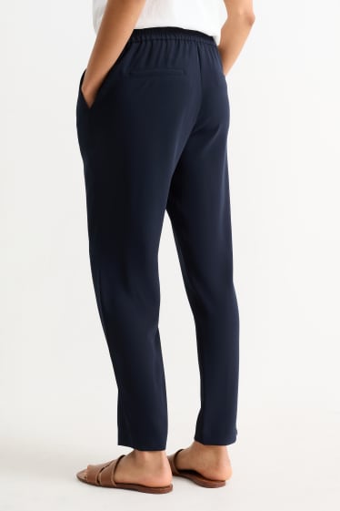 Dames - Pantalon - mid waist - tapered fit - donkerblauw