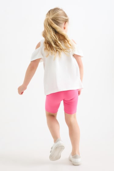 Dzieci - Lody - zestaw - sukienka, koszulka z krótkim rękawem i spodenki kolarskie - 3 części - kremowobiały