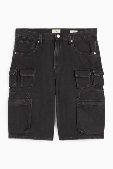 Hommes - Short cargo en jean - jean gris foncé