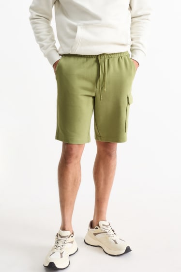 Uomo - Shorts in felpa cargo - verde