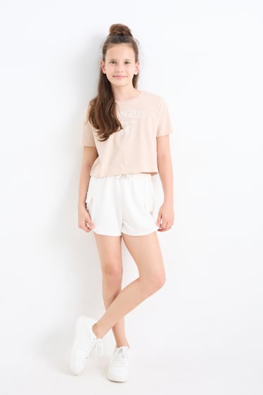 Bambini - Confezione da 2 - shorts cargo di felpa - bianco crema