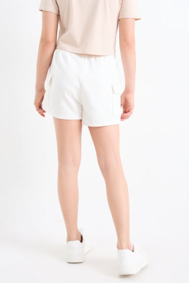 Enfants - Lot de 2 - shorts cargo en molleton - blanc crème