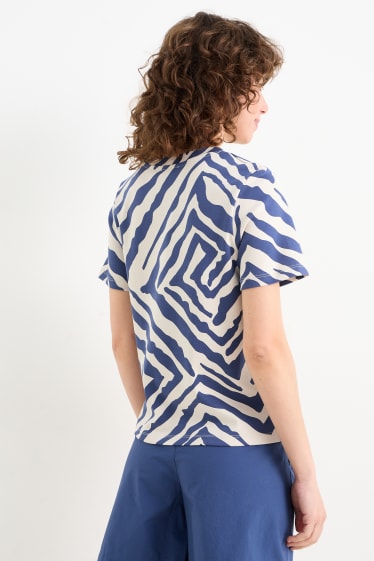 Women - Basic T-shirt - patterned - blue