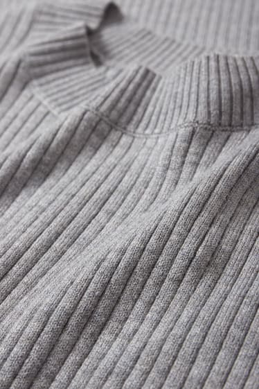Damen - Strickpullover - kurzarm - grau