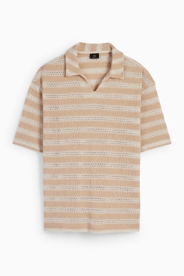 Hommes - Polo - à rayures - beige clair