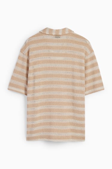 Hommes - Polo - à rayures - beige clair