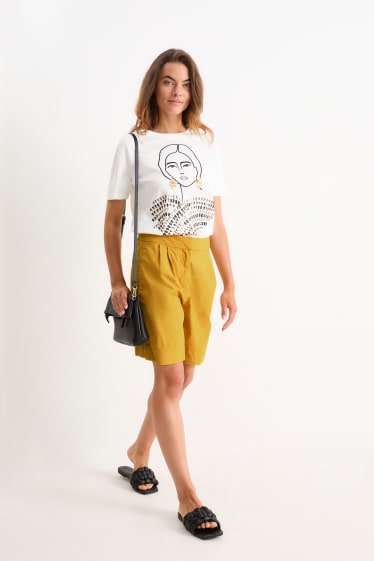 Dames - Shorts - high waist - geel