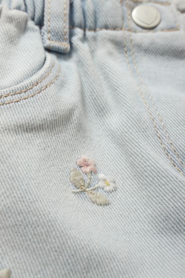 Baby Mädchen - Baby-Jeans - geblümt - helljeansblau