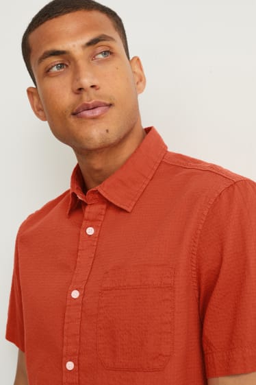 Heren - Overhemd - regular fit - kent - donkerrood