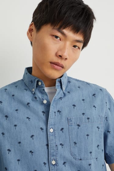 Hommes - Chemise en jean - regular fit - col button-down - bleu