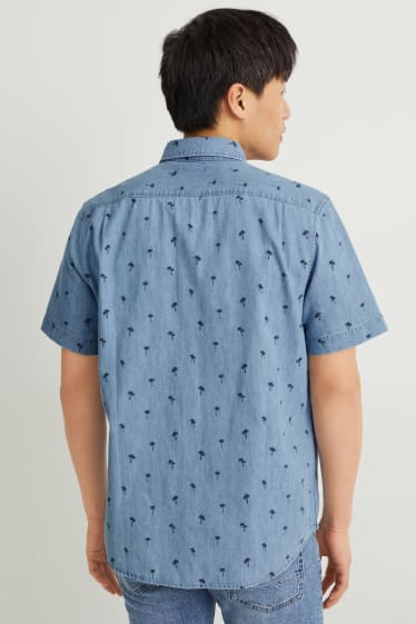 Hommes - Chemise en jean - regular fit - col button-down - bleu