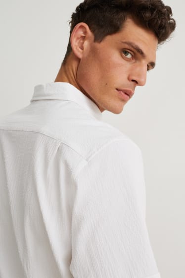Herren - Hemd - Regular Fit - Button-down - LYCRA® - cremeweiss