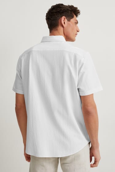 Herren - Hemd - Regular Fit - Button-down - LYCRA® - cremeweiss