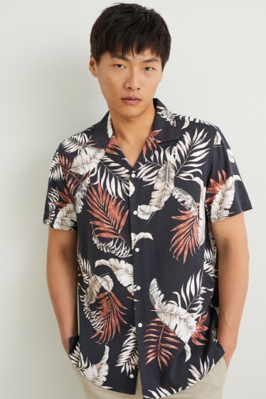 Uomo - Camicia - slim fit - collo con rever - nero
