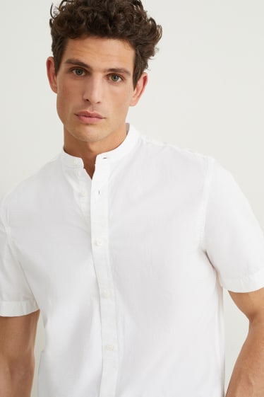 Herren - Hemd - Regular Fit - Stehkragen - weiß