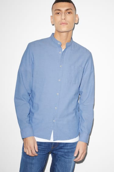 Uomo - Camicia - regular fit - collo alla coreana - azzurro
