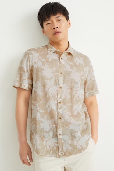 Heren - Overhemd - regular fit - kent - licht beige