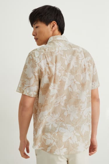 Heren - Overhemd - regular fit - kent - licht beige