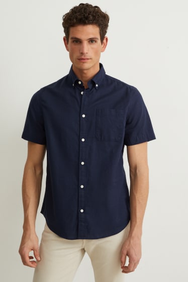 Uomo - Camicia - regular fit - button down - blu scuro
