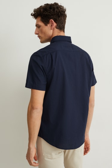 Uomo - Camicia - regular fit - button down - blu scuro