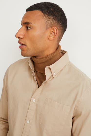 Hommes - Chemise - regular fit - col button-down - beige