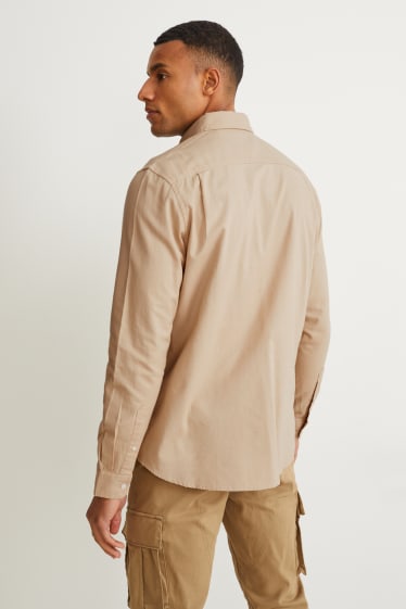 Hommes - Chemise - regular fit - col button-down - beige