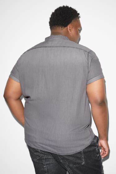 Herren - Hemd - Regular Fit - Stehkragen - helljeansgrau