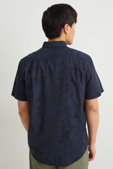 Heren - Overhemd - regular fit - button-down - donkerblauw