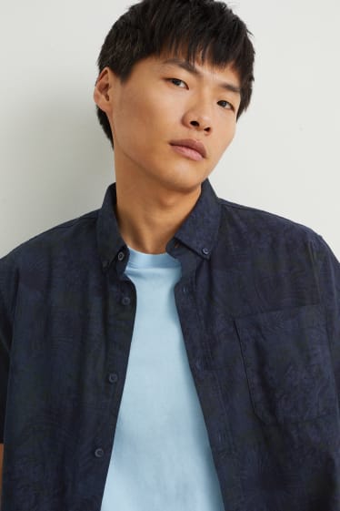 Heren - Overhemd - regular fit - button-down - donkerblauw