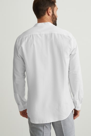 Men - Oxford shirt - slim fit - band collar - white
