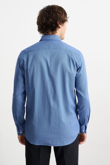 Home - Camisa formal - regular fit - coll kent - planxat fàcil - estampada - blau