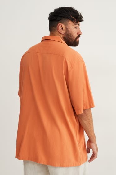 Men - Shirt - regular fit - lapel collar - dark orange