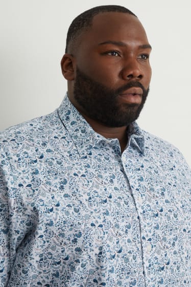 Men - Shirt - regular fit - Kent collar - easy-iron - white / light blue