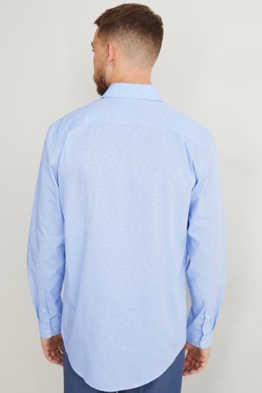Hommes - Chemise de bureau - regular fit - col kent - facile à repasser - à carreaux - bleu / blanc