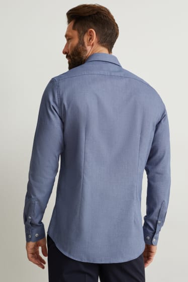 Hommes - Chemise de bureau - slim fit - col kent - cutaway - facile à repasser - bleu