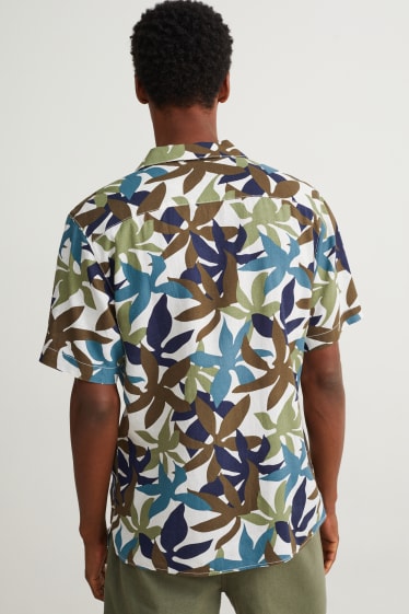 Home - Camisa - regular fit - coll solapa - mescla de lli - multicolor