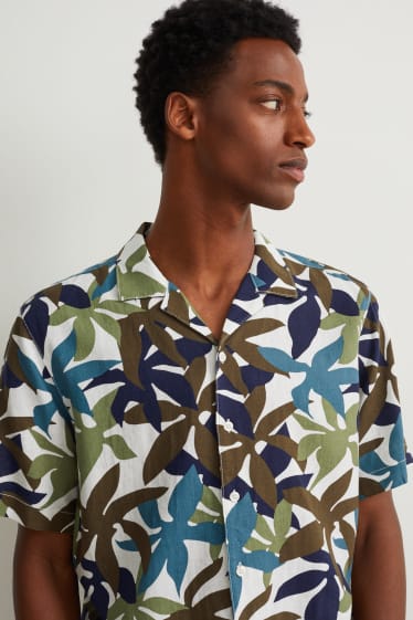 Home - Camisa - regular fit - coll solapa - mescla de lli - multicolor
