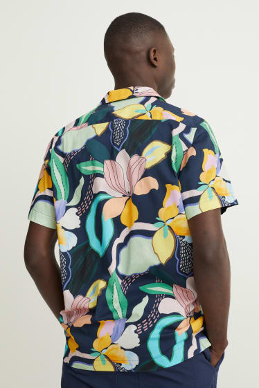 Heren - Overhemd - slim fit - reverskraag - gemakkelijk te strijken - donkerblauw