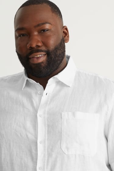Men - Linen shirt - regular fit - kent collar - white
