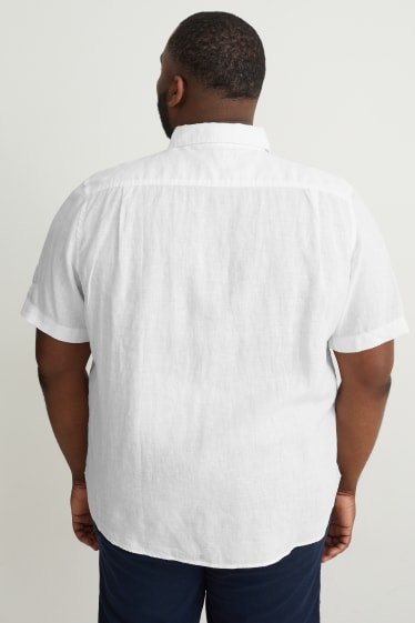 Men - Linen shirt - regular fit - kent collar - white