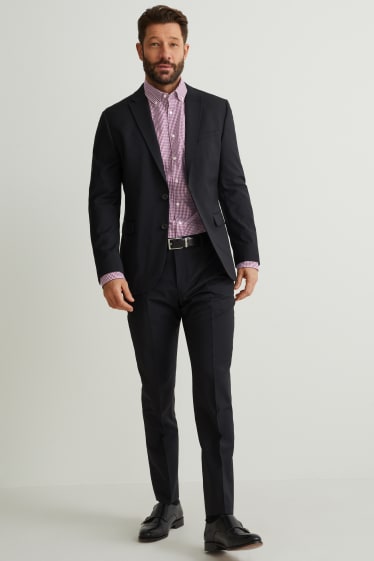 Herren - Businesshemd - Slim Fit - Button-down - bügelleicht - dunkelrosa