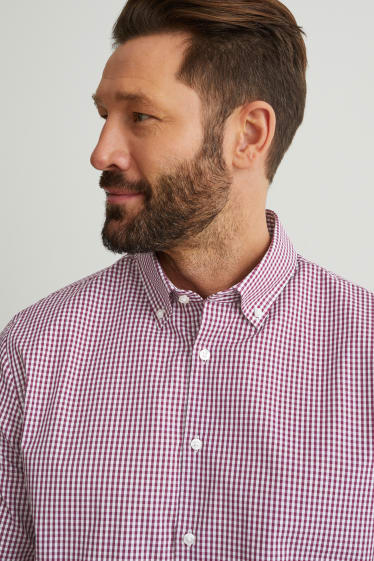 Herren - Businesshemd - Slim Fit - Button-down - bügelleicht - dunkelrosa